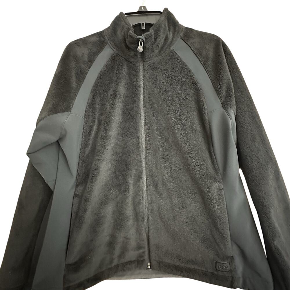 REI Jacket Women's XL Full Zip Long Sleeve Outdoors Black Fleece polartec Casual